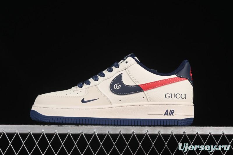 Nike Air Force 1'07 Low Gucci Collaboration Blue Red Swoosh Casual Sneakers - JJ2508-713