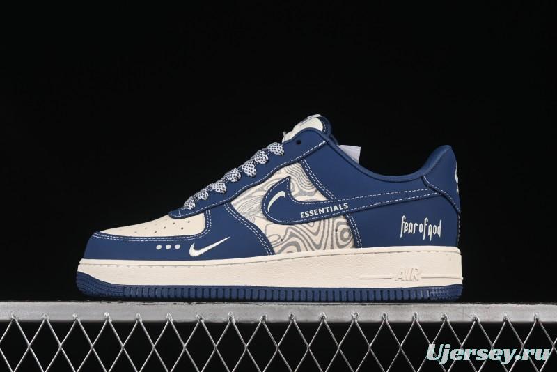 Nike Air Force 1'07 Low FOG Collaboration Beige Blue Ripple Casual Sneakers - KK1988-079
