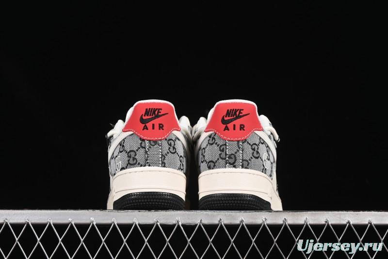 Nike Air Force 1'07 Low Gucci Collaboration Grey Pattern Drawstring Casual Sneakers - YX5066-319