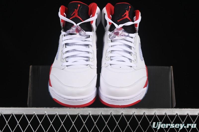 Nike Air Jordan 5 Retro Basketball Shoes Fire Red Black Tongue - HQ7978-101