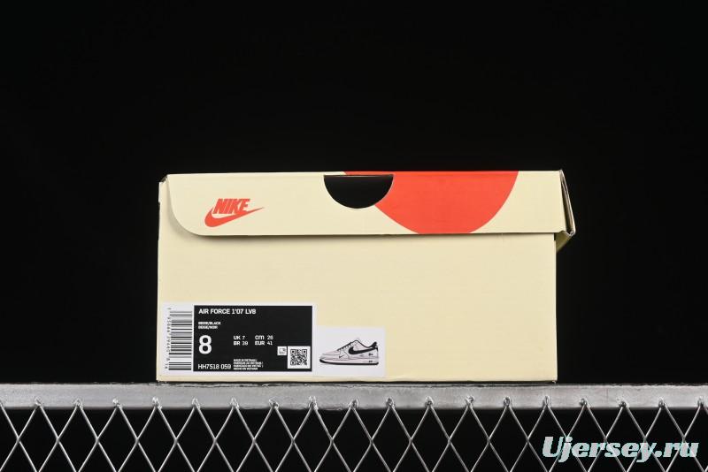 Nike Air Force 1'07 Low Stussy Collaboration Black Swoosh Casual Sneakers - HH7518-059