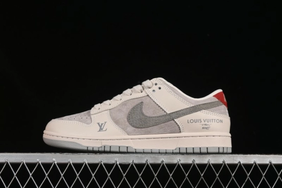Nike SB Dunk Low LV Collaboration Grey Snake Swoosh Anniversary High-End Custom Low-Top Casual Skate Shoes - XX3168-125