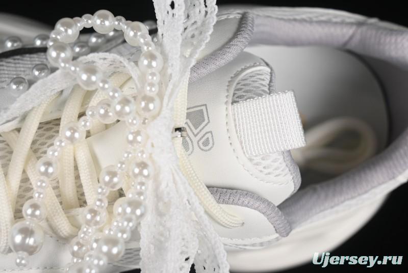 GG-CC Lace Pearl Chain Casual Platform Dad Shoes - 250310 White