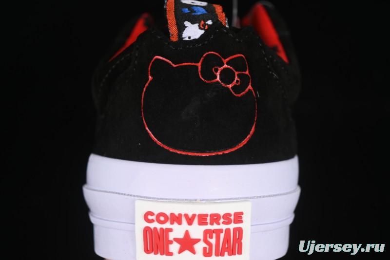 Converse One Star Low Top Casual Sneakers with Hello Kitty Collaboration - Pink Star and Embroidered Bow Design - 163904C