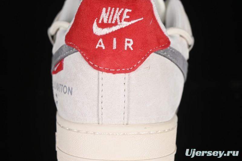 Nike Air Force 1 '07 Low LV Collaboration Two-Tone Red Heel Drawstring Casual Sneakers - DM6868-084
