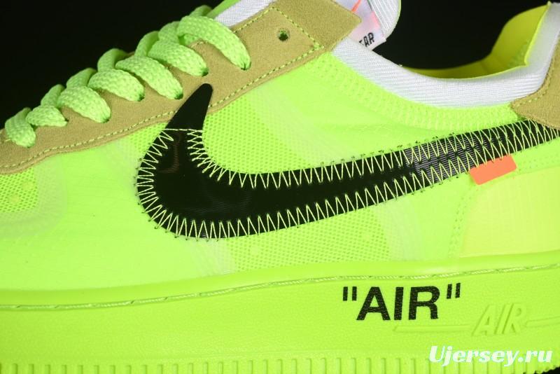 Nike Off White x Air Force 1 Low OW Collaboration Transparent Yellow Sneakers - AO4606-700