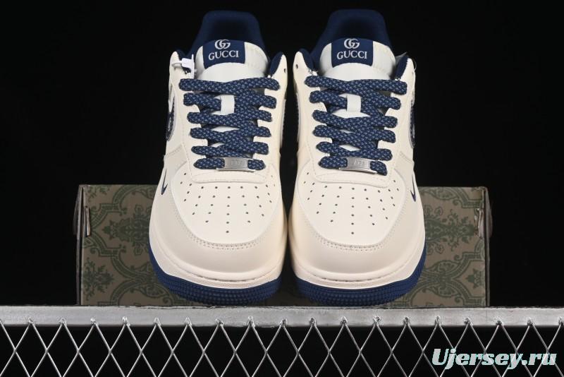 Nike Air Force 1'07 Low Gucci Collaboration Blue Red Swoosh Casual Sneakers - JJ2508-713