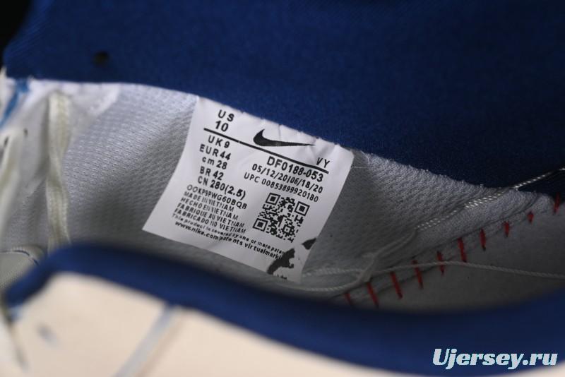 Nike Air Force 1'07 Low Casual Sneakers with Blue Line Ghost Face Design - DF0188-053