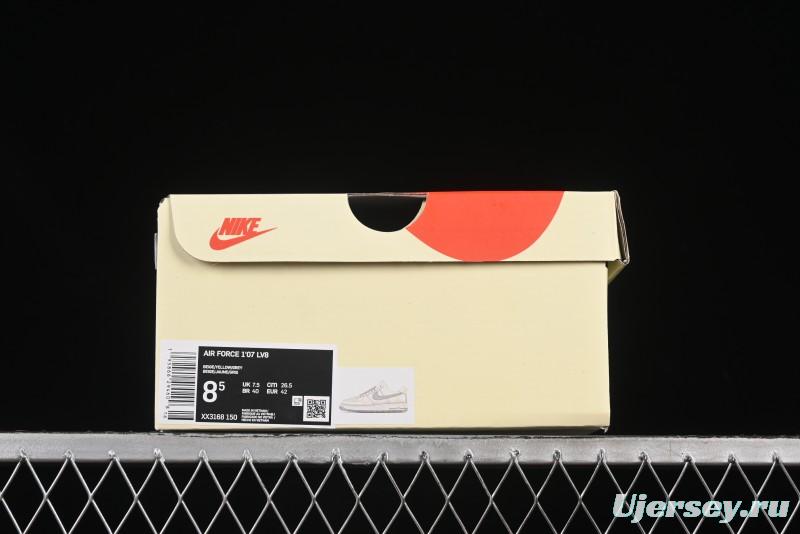 Nike Air Force 1 '07 Low Stussy Collaboration Gold Embroidery Grey Swoosh Casual Sneakers - XX3168-150