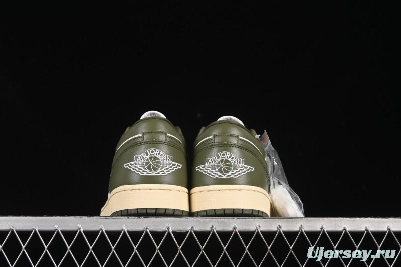 Nike Air Jordan 1 Low AJ1 Military Green White Casual Lifestyle Sneakers - DC0774-122