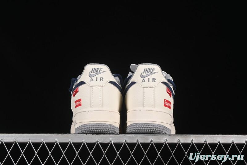 Nike Air Force 1 '07 Low Supreme Collaboration Two-Tone Blue Grey Lace-Up Casual Sneakers - DM6868-068