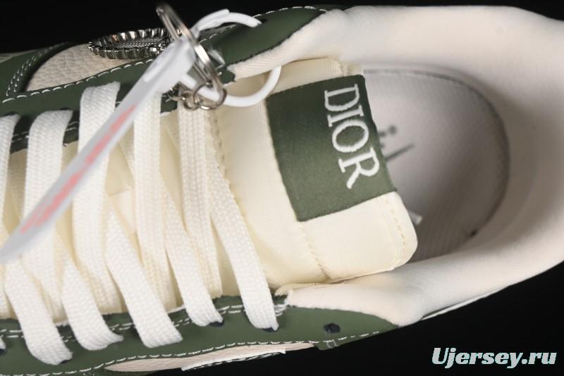 Nike Air Force 1'07 Low Dior Collaboration Dark Green Floral Swoosh Casual Sneakers - KK1988-081