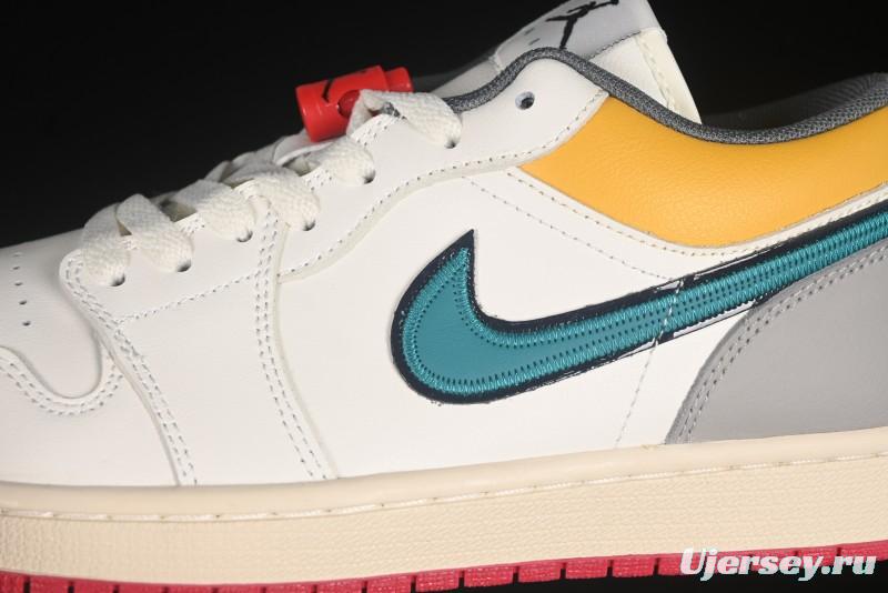 Nike Air Jordan 1 Low AJ1 Mismatched Swoosh Casual Sneakers - HV4511-133