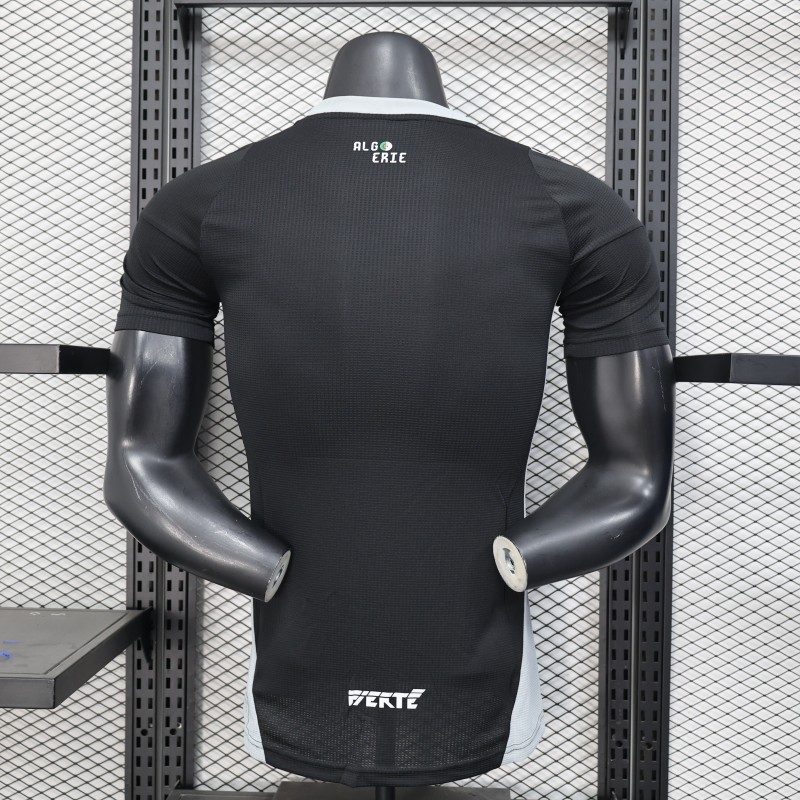Player Version 2025 Algeria Black with White Arabic Sponsor Jersey