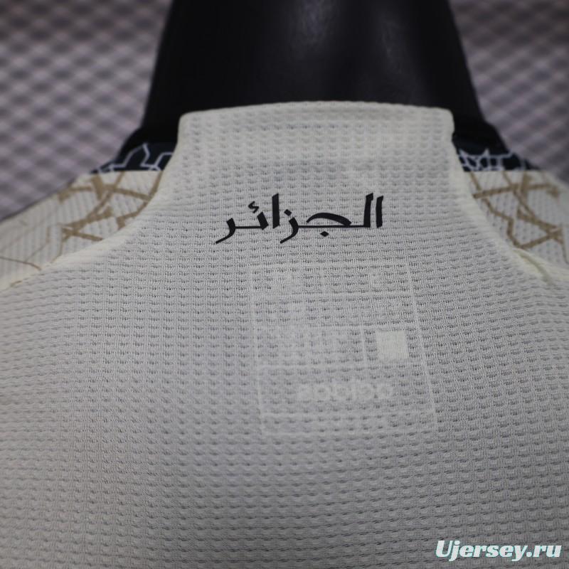 Player Version 2025 Algeria White with Islamic Geometric Pattern Jersey