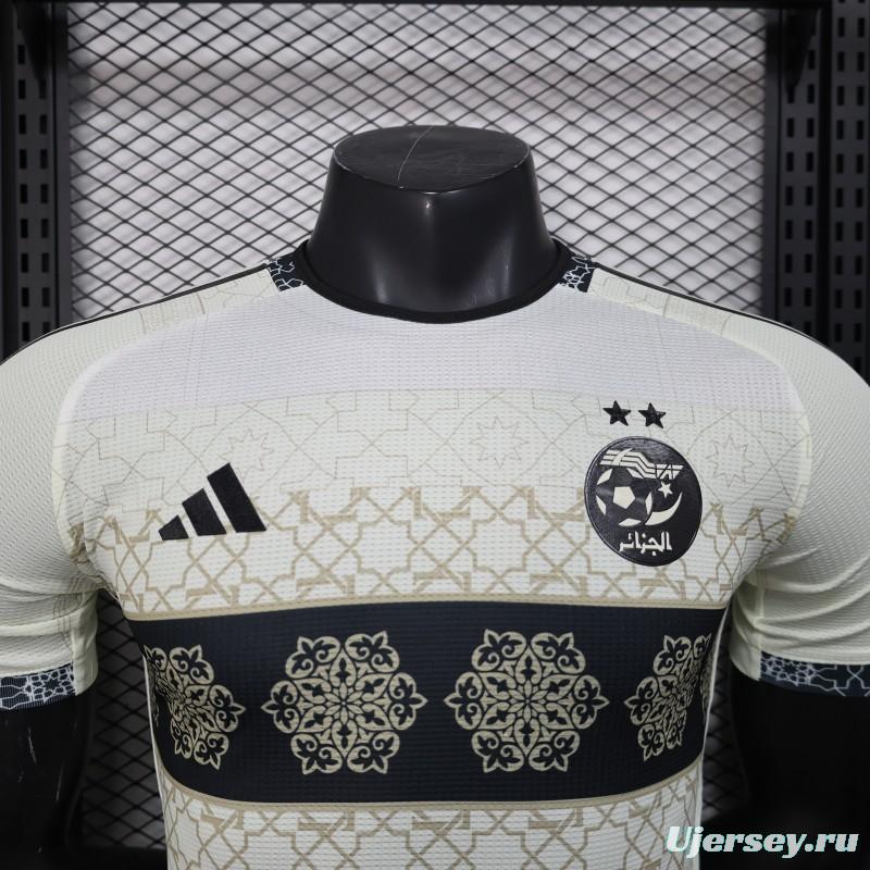 Player Version 2025 Algeria White with Islamic Geometric Pattern Jersey