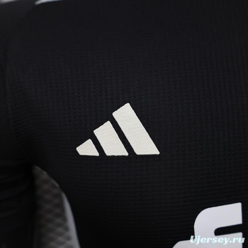 Player Version 2025 Algeria Black with White Arabic Sponsor Jersey