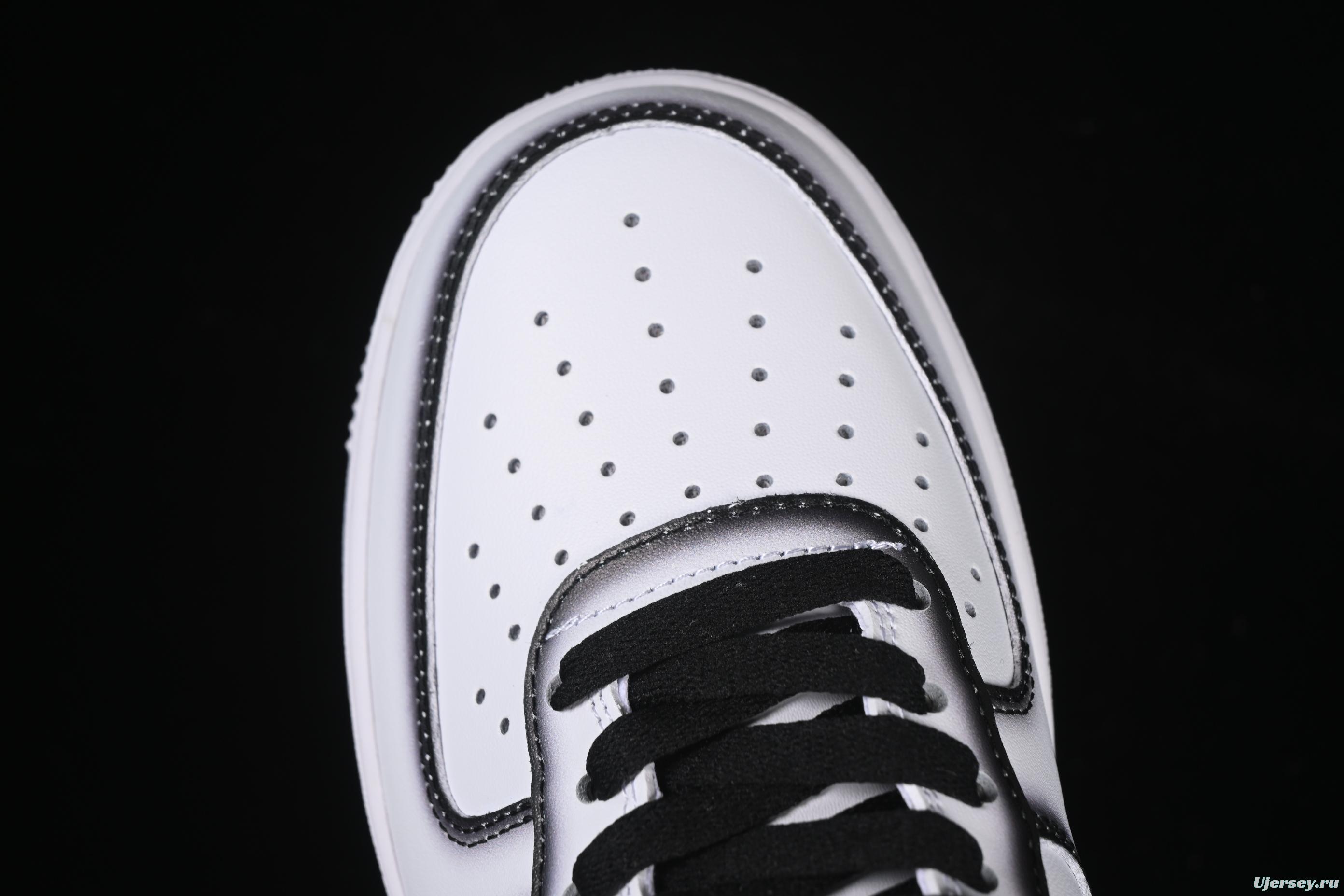 Nike Air Force 1'07 Low Casual Sneakers with Black Border, Green Swoosh & Gold Embroidery - ZH0316-075