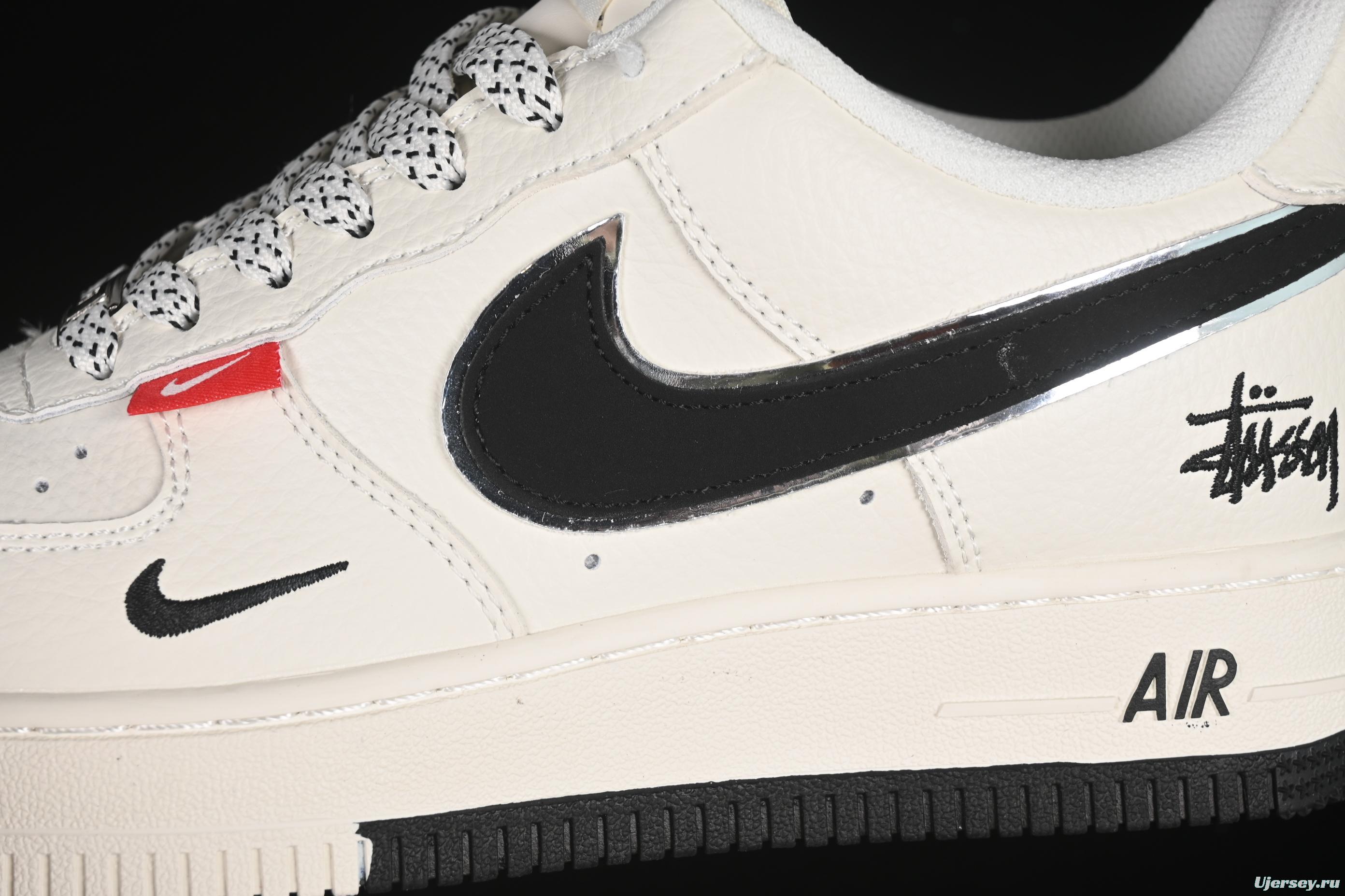 Nike Air Force 1 '07 Low Stussy Collaboration Dual-Tone Red Tag Casual Sneakers - CS5288-010