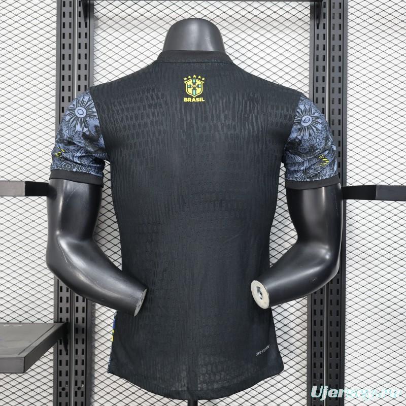2025 Brazil National Team Special Edition Religious Concept Jersey - Christ the Redeemer Design - Dark Blue