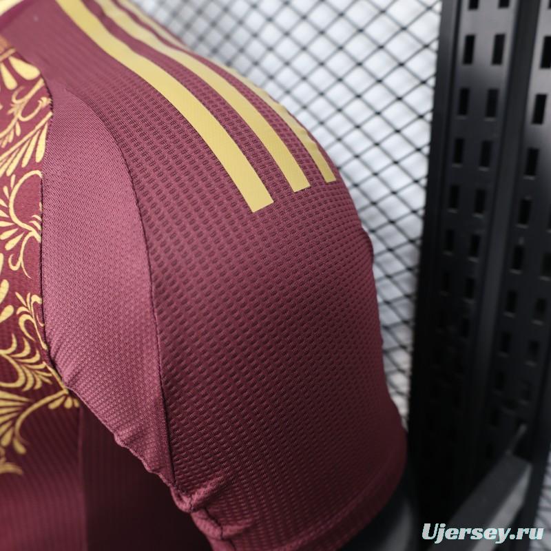 Player Version 2025 Algeria Burgundy with Gold Ornamental Pattern Jersey