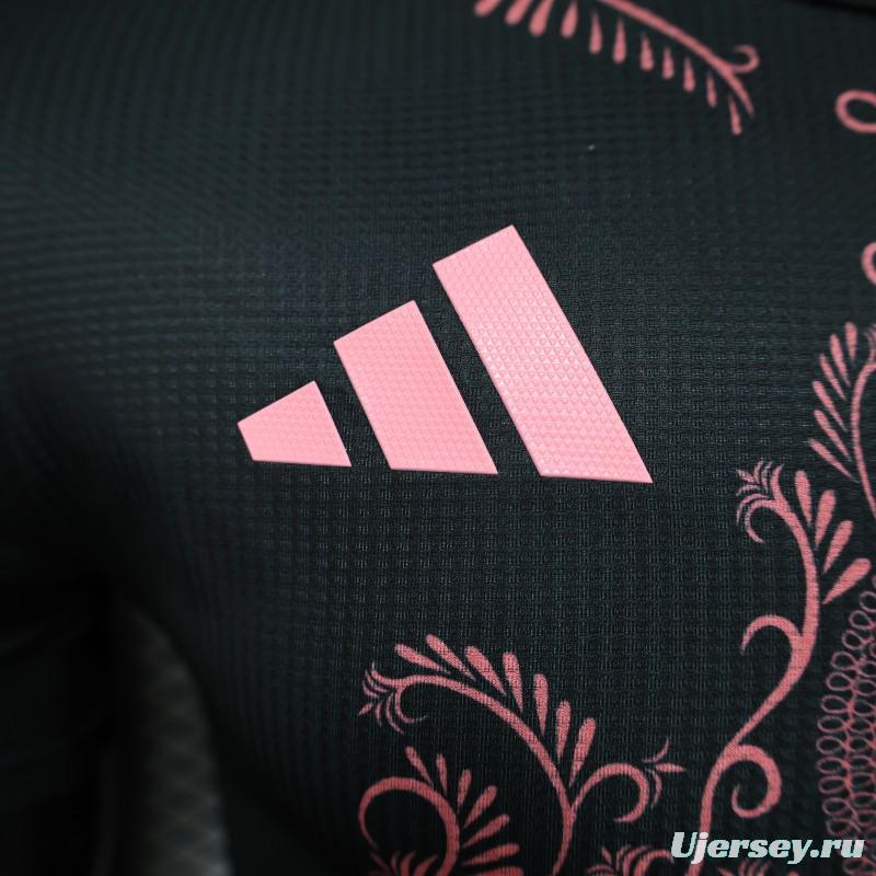 Player Version 2025 Algeria Black with Pink Ornamental Pattern Jersey