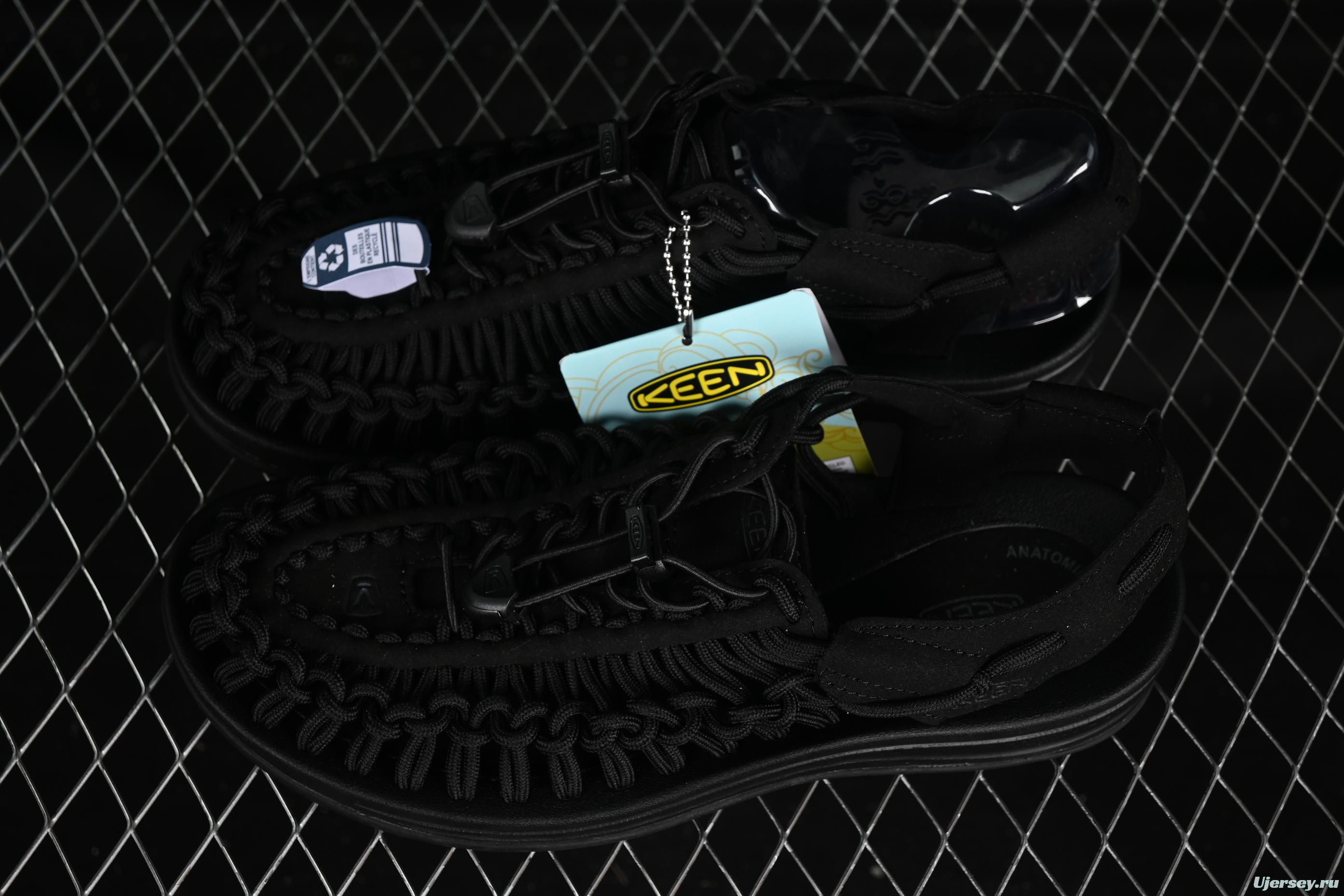 Keen Uneek Flat-M Woven Elastic Strap Casual Outdoor Water Sandals - 1014097 BLACK