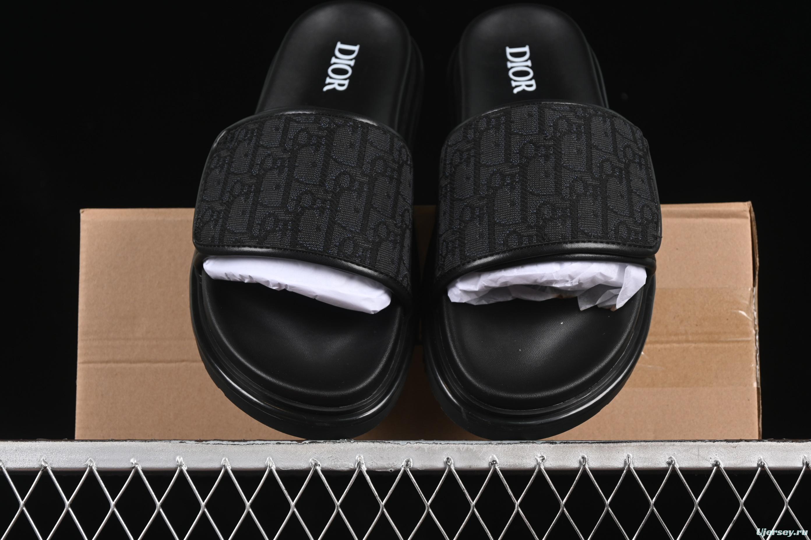 Dior Aqua Summer Men's Platform Casual Sandals with Oblique Print - 3SA126ZSA