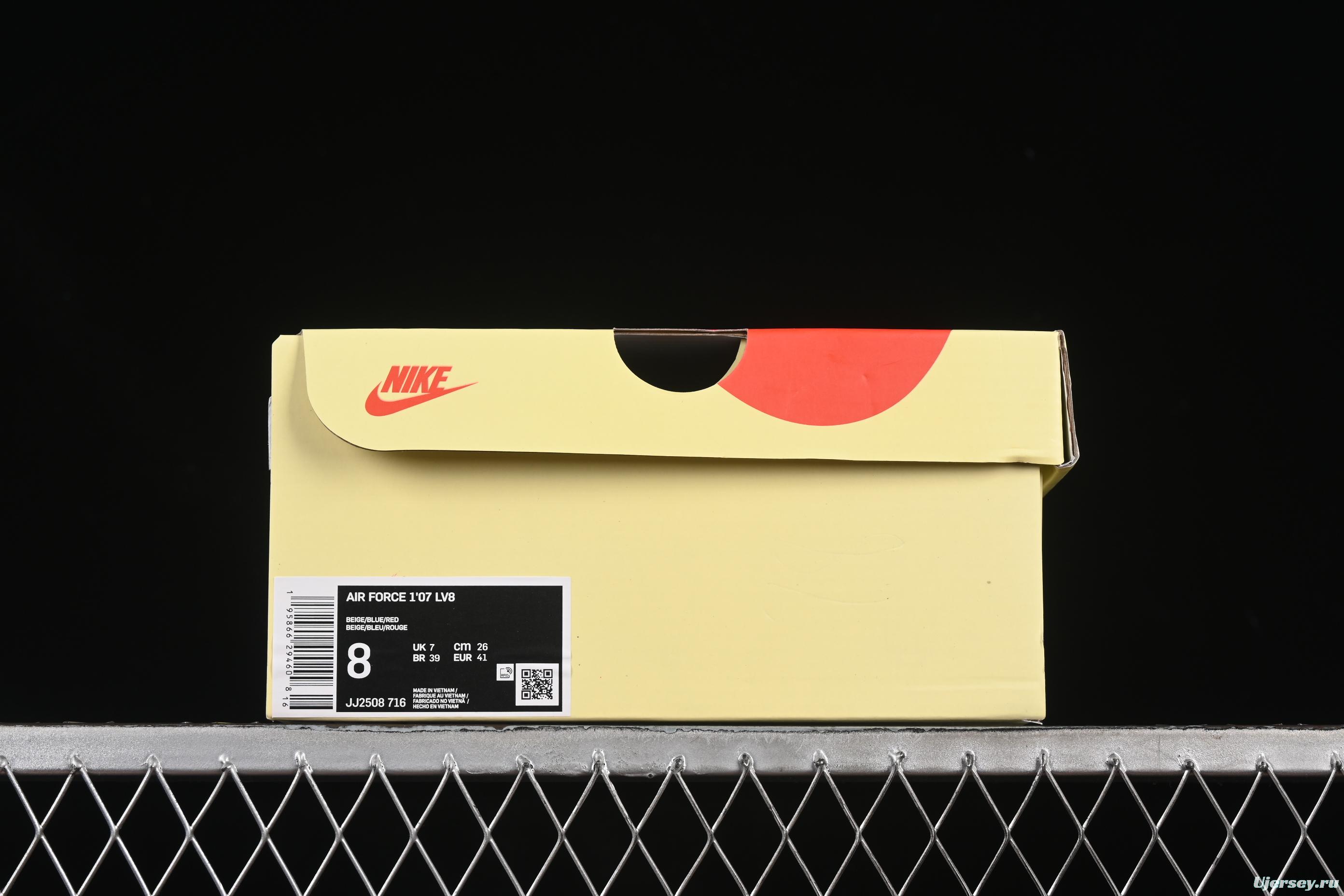 Nike Air Force 1 '07 Low Stussy Collaboration Light Blue Sole Red Heel Casual Sneakers - JJ2508-716