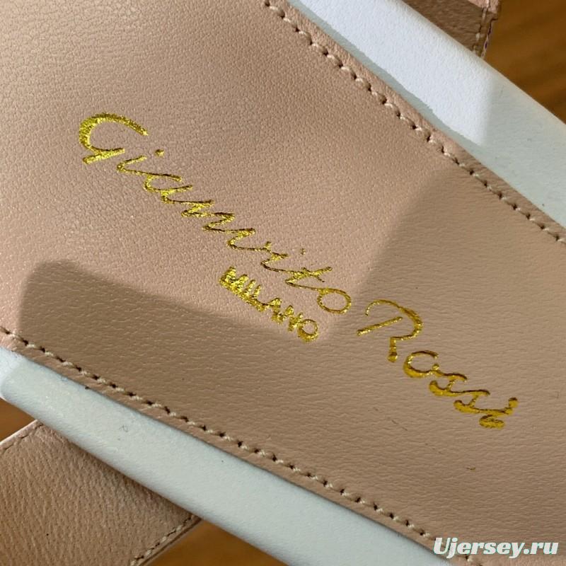 2025 Women Gianvito Rossi White Leather Cork Platform Sandals