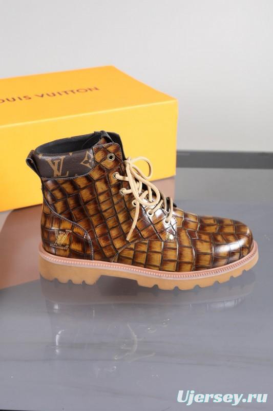 2024 Men Louis Vuitton Brown Leather Casual High-top MJ00470