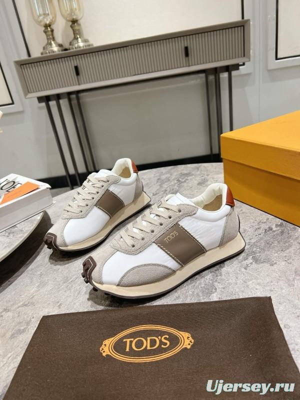 2025 Women TOD'S White Beige Suede Nylon Sneaker KFY00330