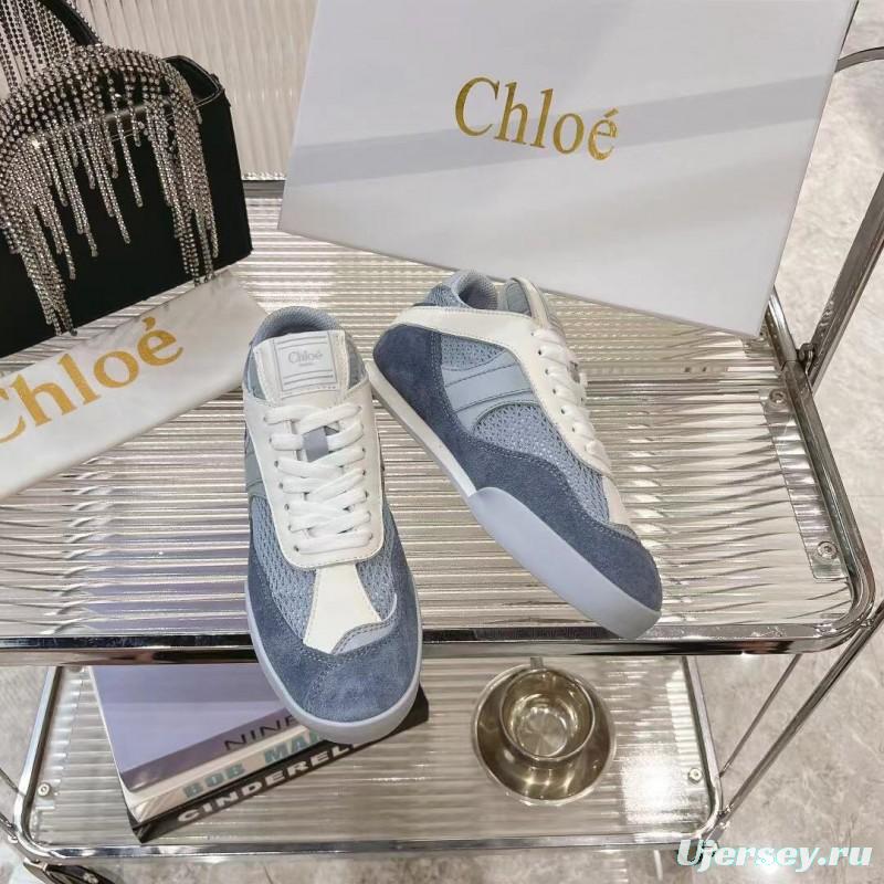 2025 Women Chloé Blue White Suede Leather Casual Sneakers LY00280