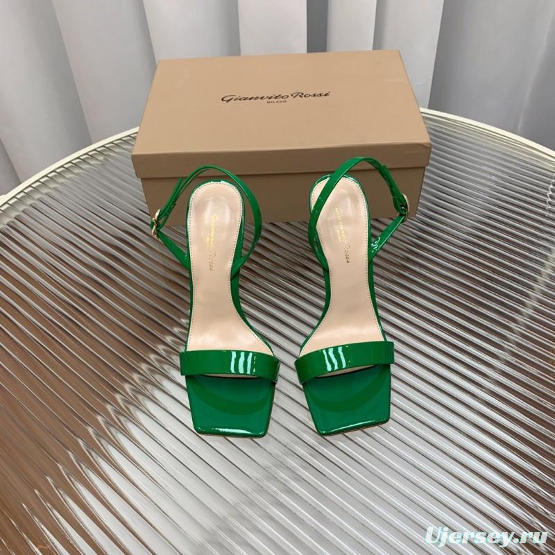 2025 Women Gianvito Rossi Green Patent Leather Sandals