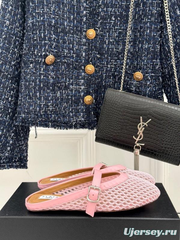 2025 Slippers AlAIA Pink Mesh Leather Mule