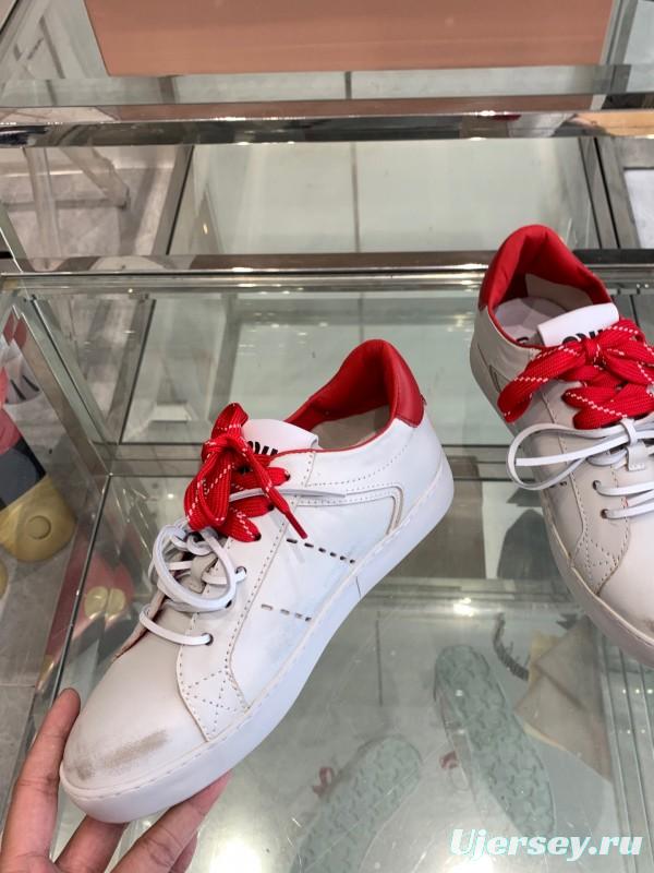 2025 Women Miu Miu White Red Leather Sneakers LY00290