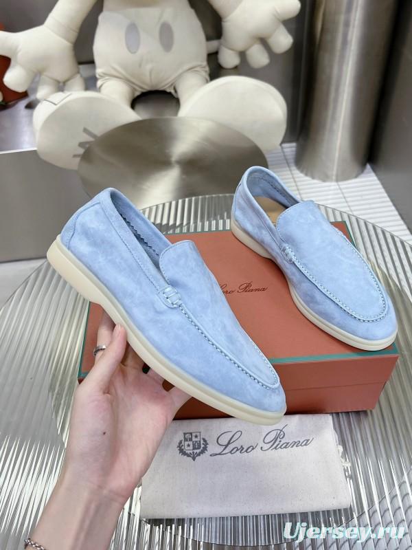 2025 Women LP Light Blue Suede Loafers LY00260