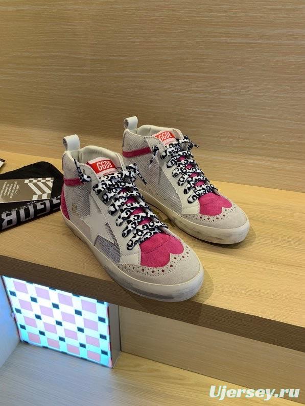 2024 Unisex GGDB White Pink Leather Suede High Top Sneakers MJ00300
