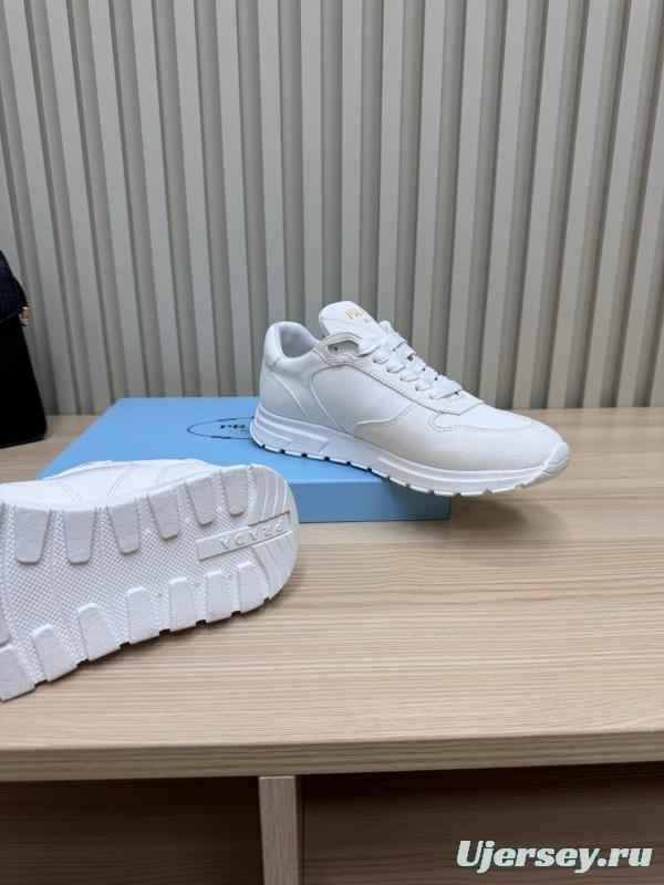 2025 Women Prada White Leather Sneakers