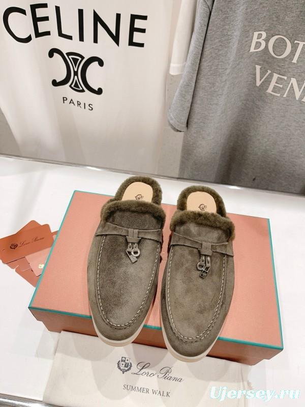 2024 Unisex LP Taupe Suede Shearling Loafers MJ00300(Women)/MJ00300(Men)