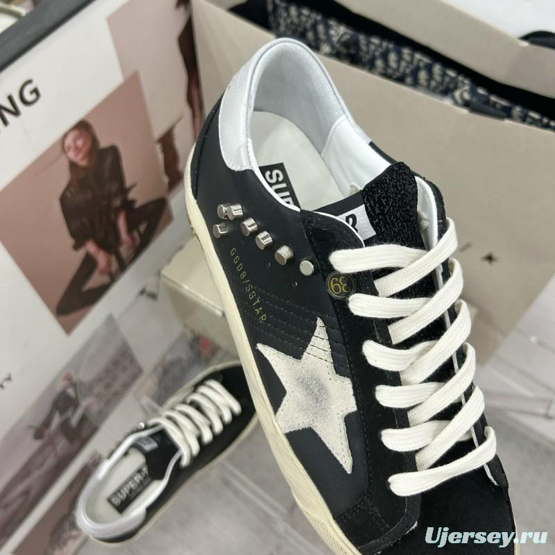 2025 Women GGDB Black White Leather Suede Star Sneakers