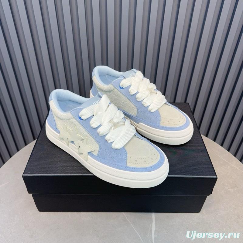 2024 Unisex Amiri Blue White Canvas Suede Sneakers MJ00300