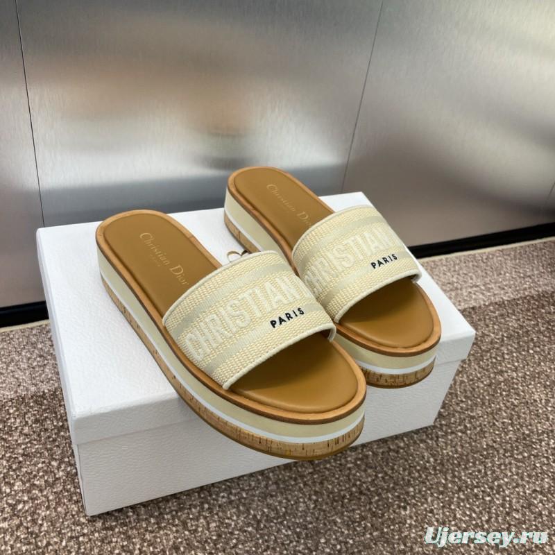 2025 Slippers Dior Beige Canvas Slippers
