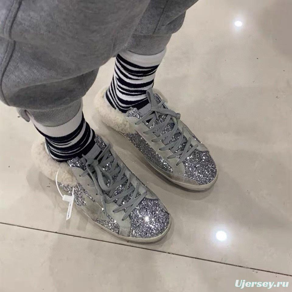 2024 Slippers GGDB Silver Shearling Slippers MJ00280