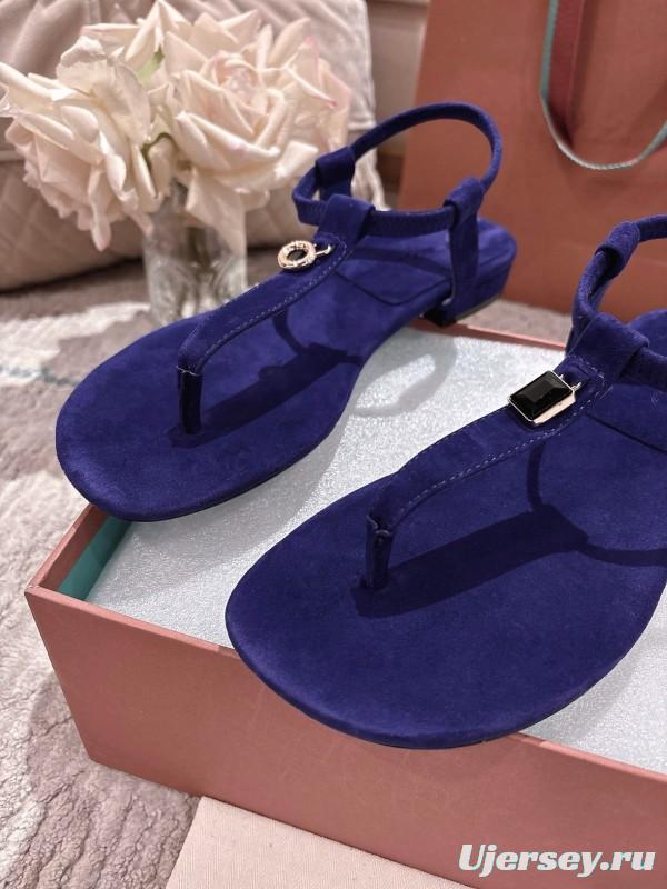 2025 Women LP Blue Suede Sandals