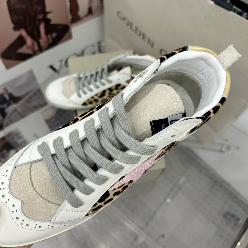 2024 Unisex GGDB Leopard White Pink Leather Suede High Top Sneakers MJ00300
