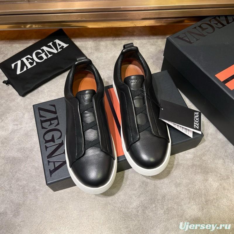 2024 Men Ermenegildo Zegna Black Calfskin Sneakers