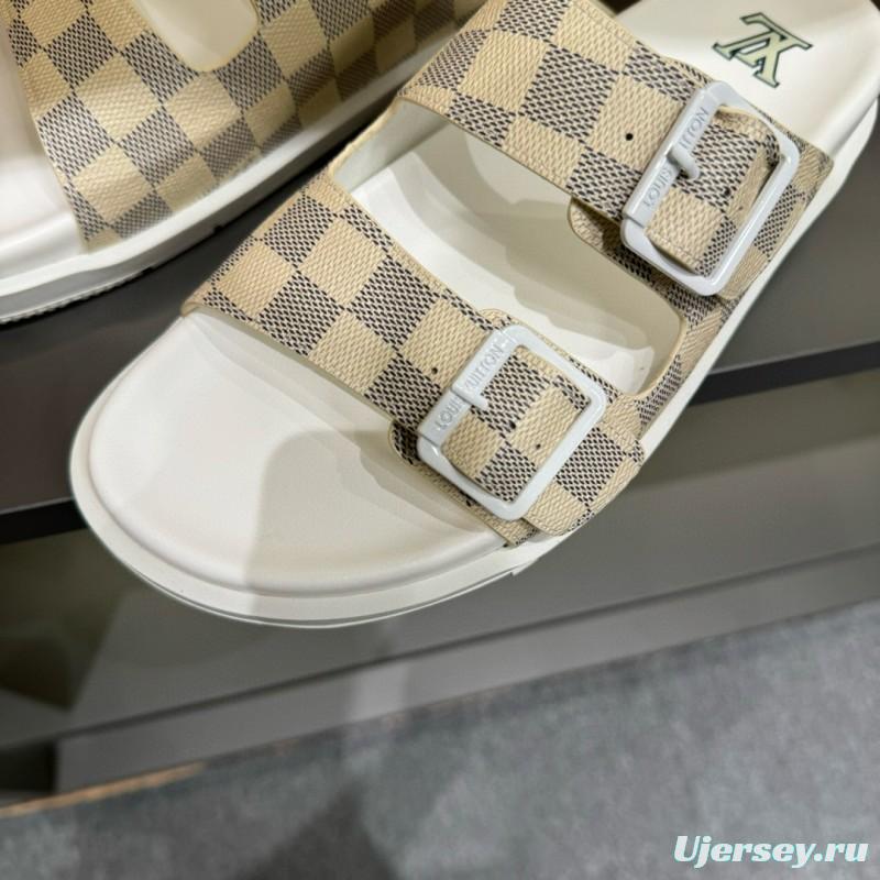 2024 Slippers Louis Vuitton White Beige Canvas Slippers