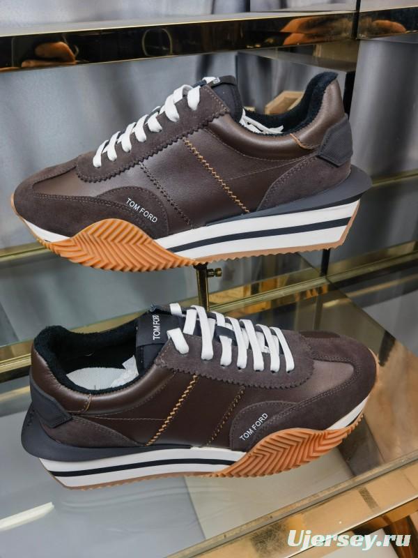 2025 Unisex TOM FORD Brown Black White Leather Cow Leather Sneakers LY00360(F)/LY00370(M)