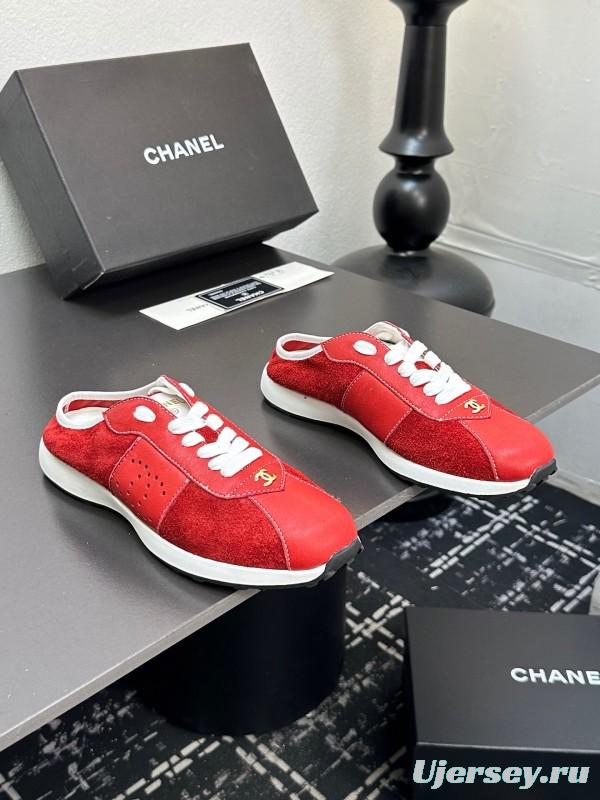 2025 Women Chanel Red Leather Casual Sneakers Fashion Craft LY00360(F)